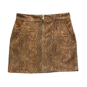 Pull & Bear Yellow Snake Print Mini Skirt Small